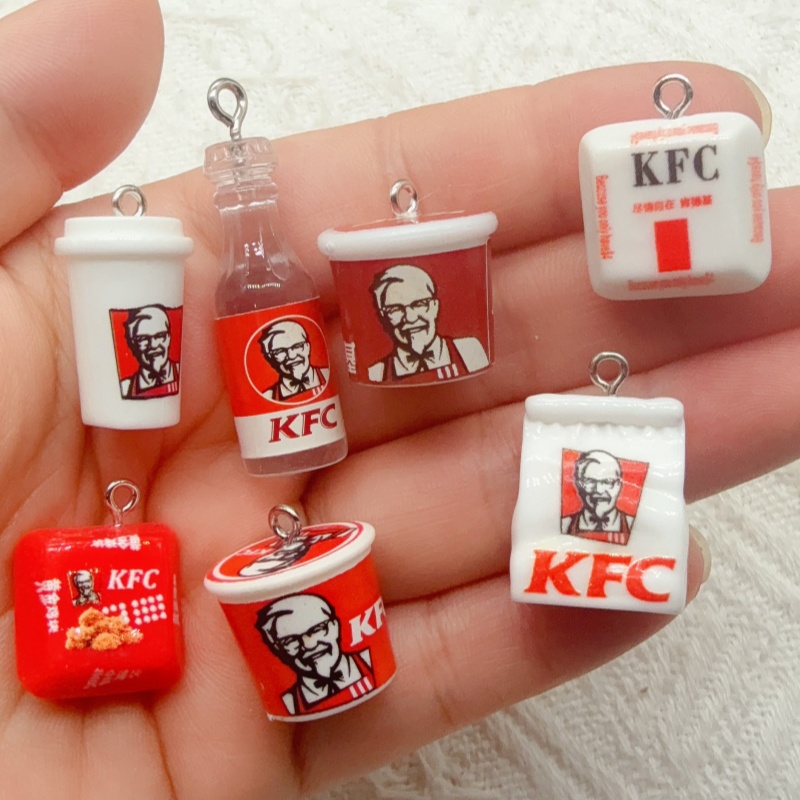 Food & Snacks Colouring Book - 10pcs cartoon resin food bag keychain,