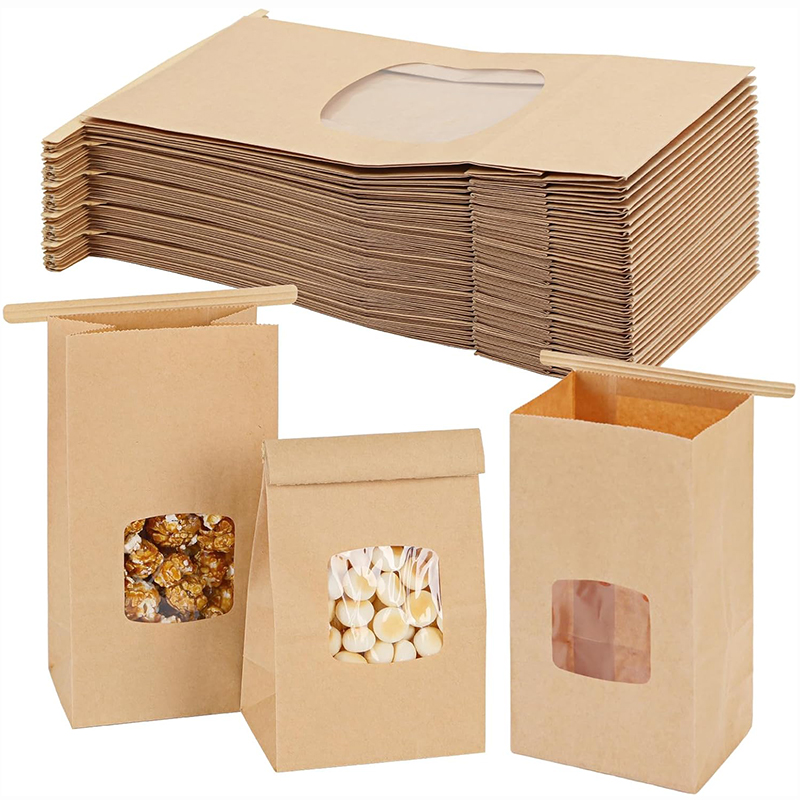 Food Like Snacks - 10Pcs Bakery Bags, Window Sealing Kraft