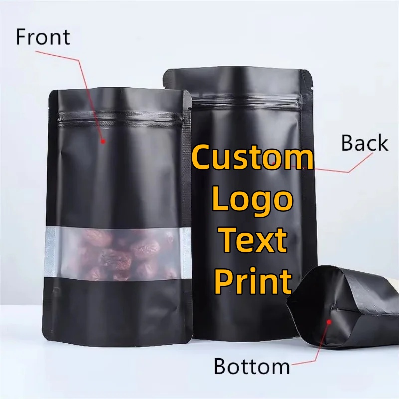 Food Like Snacks - 100PCS Stand-up Matte Black Aluminum Foil