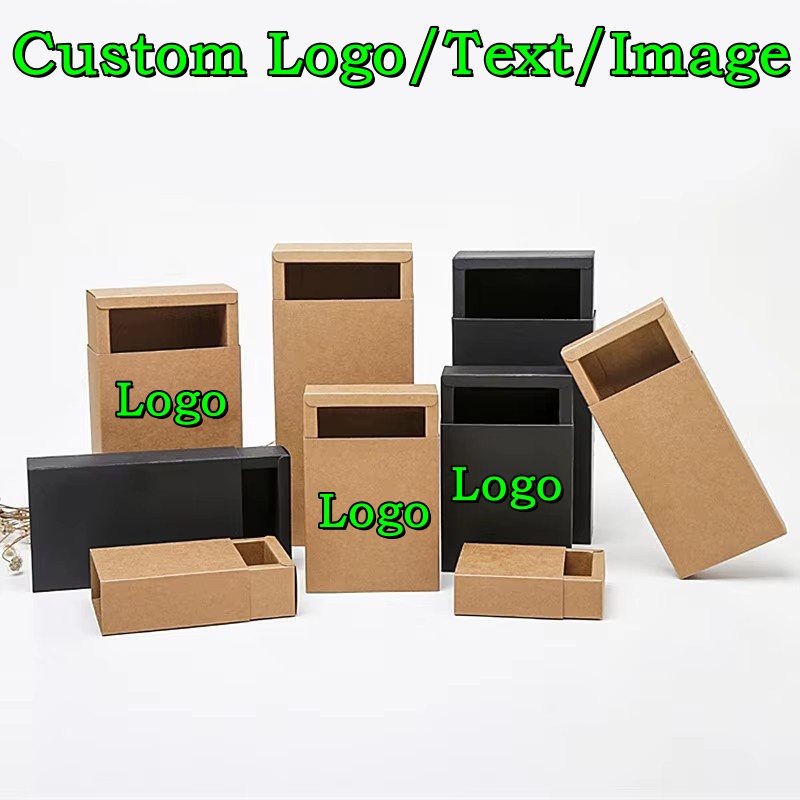 Food Like Snacks - 20PCS 350gsm Drawer Kraft Black Paper