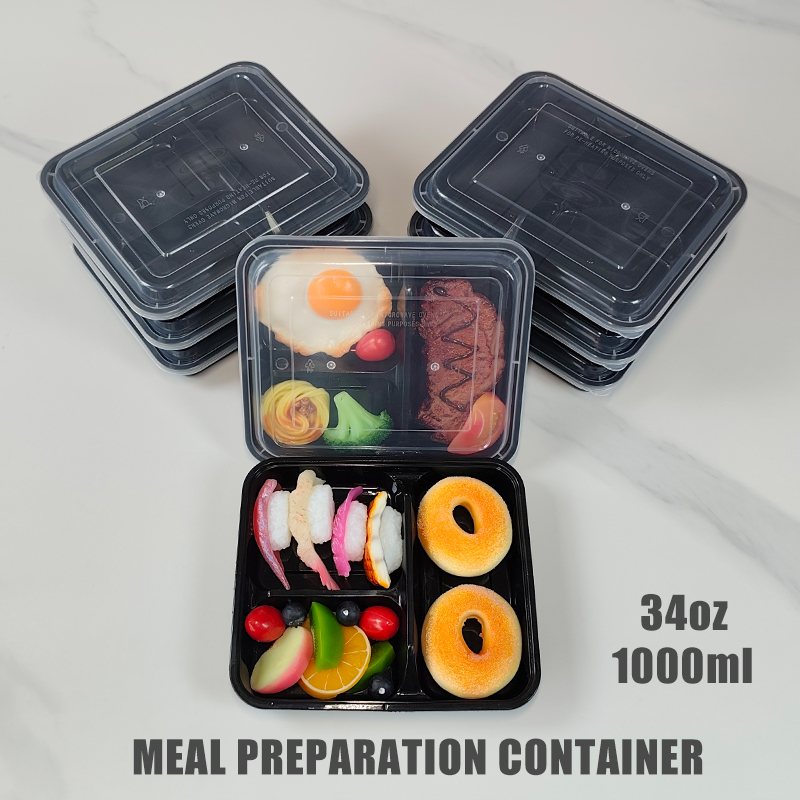 Food Snacks For Picnic - 3-Compartment 34 Oz/1000 Ml, 12/35 Pieces,