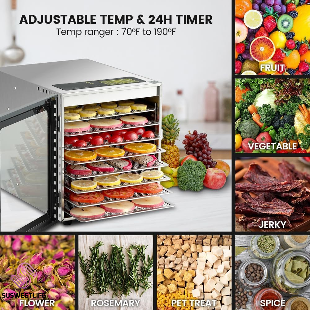 Large Capacity 8-Tray Food Deh - Healthy Snacks Food review and price