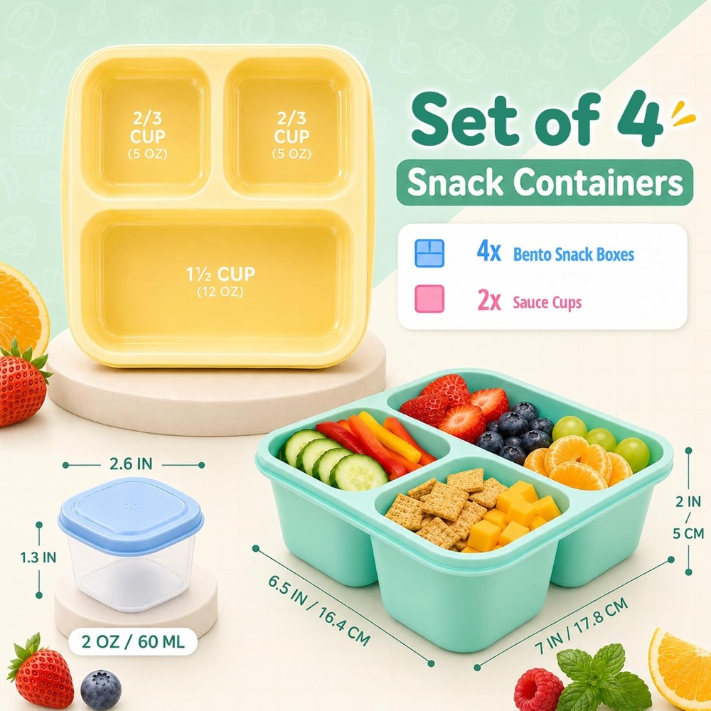 3 Compartment Bento Box Snack  - Healthy Snacks Food review and price